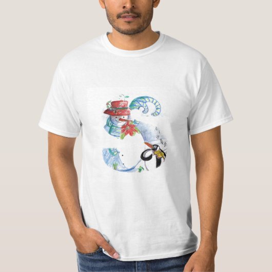 T-SHIRT LETTRE DE NOËL, MONOGRAMME SÉRÉNADE DE PENGUIN (Devant)