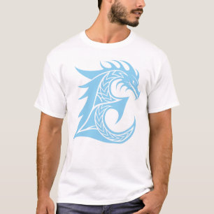 T-shirt Lettre E de style dragon, alphabet du dragon, mono