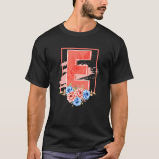 T-shirt Lettre E Fleurs Nom Alphabet Vowel Girl Bir