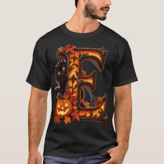 T-shirt Lettre E Halloween gothique - Citrouille effrayant
