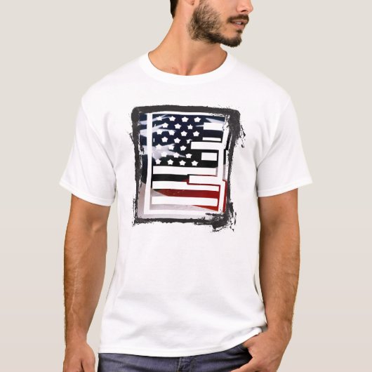 T-shirt Lettre E Monogramme Initial USA (Devant)