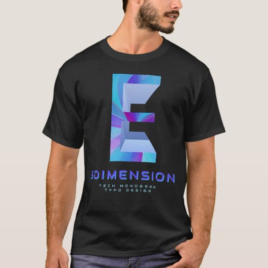 T-shirt Lettre E Tech 3D Monogramme Moderne Élégant (Devant)