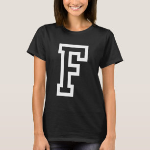 T-shirt Lettre F contour en gras en blanc Grand 1