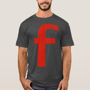 T-shirt Lettre f en texte rouge Typographie minimale