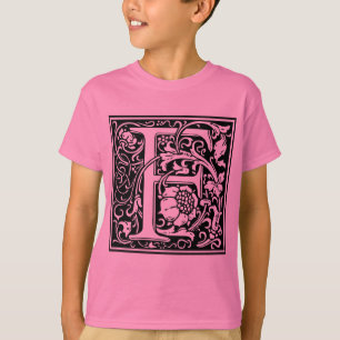 T-shirt Lettre F Médiévale Monogramme Art Nouveau