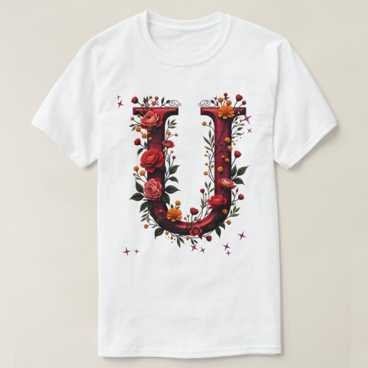 T-shirt Lettre florale illustrée "U" (Design devant)