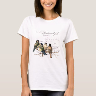 T-shirt Lettre française vintage et oiseaux