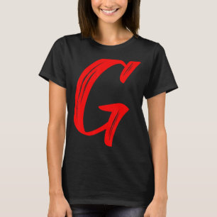 T-shirt Lettre G Alphabet Grand Rouge Graphique Initial