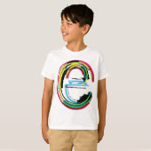 T-shirt Lettre Grunge E (Devant entier)