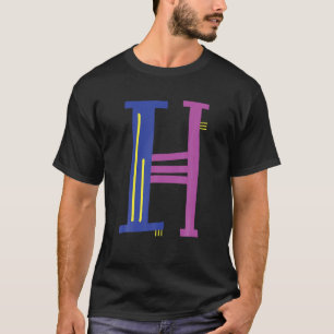 T-shirt LETTRE-H alphabet blanc Caractère-H