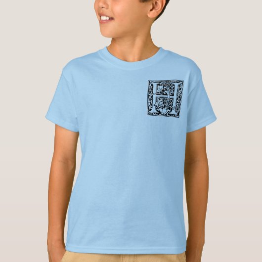 T-shirt Lettre H Monogramme médiéval Art Nouveau (Devant)