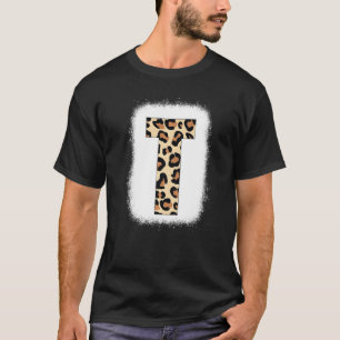T-shirt Lettre imprimée T Lettre initiale T Leopard B