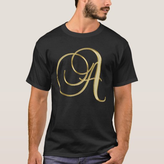 T-shirt Lettre initiale A en monogramme or (Devant)