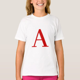 T-shirt Lettre initiale de monogramme rouge blanc moderne