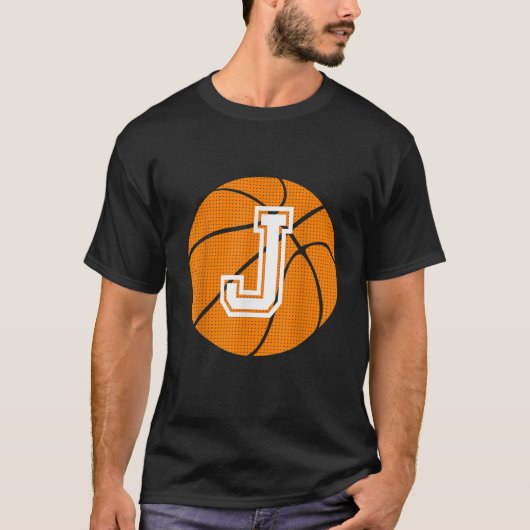 T-shirt Lettre Initiale J Monogramme Pour Basket Jouer (Devant)