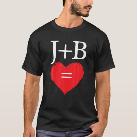 T-shirt LETTRE INITIALE J PLUS B Couples Amoureux Monogram (Devant)