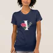T-shirt Lettre initiale Monogramme I en blanc avec rose ro (Devant)