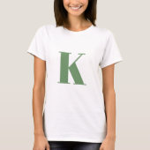 T-shirt Lettre initiale | Monogramme Moderne Tendance Sage (Devant)