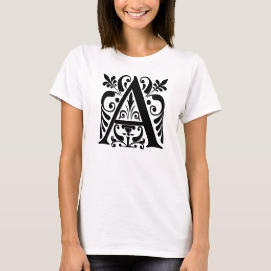 T-shirt Lettre initiale Monogramme - style de coupe de pap (Devant)