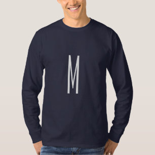 T-shirt Lettre initiale Monogramme Style moderne Marine Bl