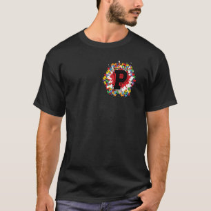 T-shirt Lettre initiale P personnalisée pour la sensibilis