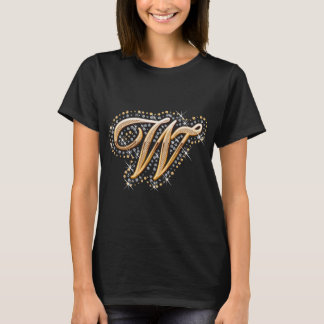 T-shirt Lettre initiale W de monogramme d'or