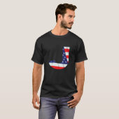 T-shirt Lettre J Majuscule Alphabet Usa American Flag Mono (Devant entier)