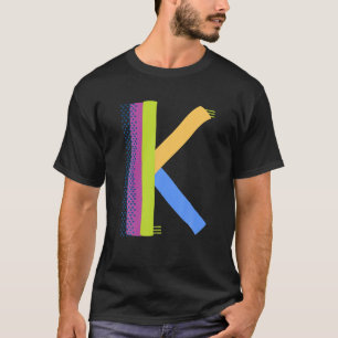 T-shirt LETTRE-K alphabet blanc Caractère-K