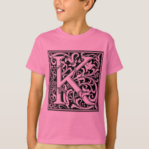 T-shirt Lettre K Monogramme Art Nouveau Médiéval