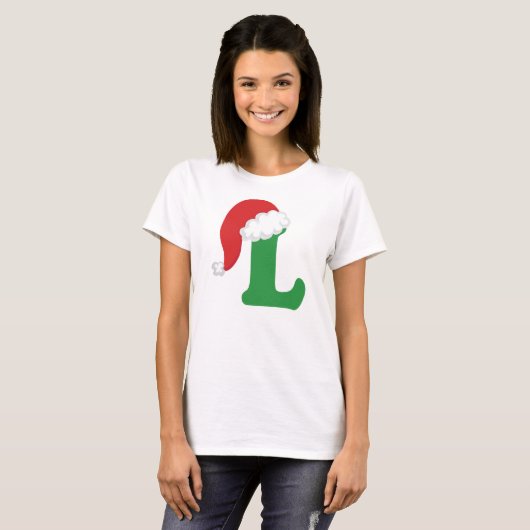 T-shirt Lettre L alphabet de Noël (Devant entier)