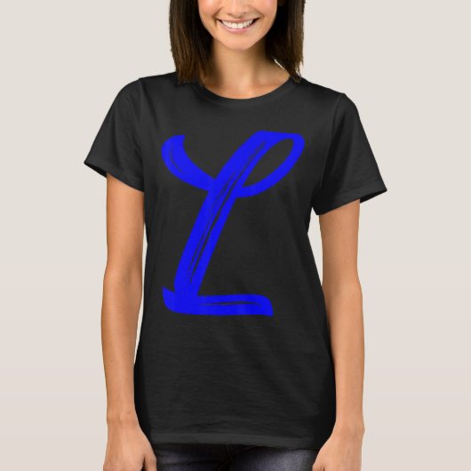 T-shirt Lettre L Alphabet Grand Bleu Graphique Initial (Devant)
