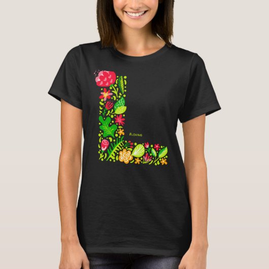 T-shirt lettre L en fleurs (Devant)