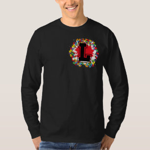 T-shirt Lettre L initiale de Sensibilisation sur l'autisme