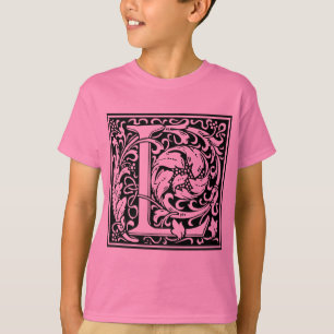 T-shirt Lettre L Monogramme médiéval Art Nouveau