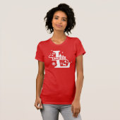 T-shirt Lettre L Noël Monogramme Nom initial Rouge (Devant entier)