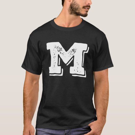 T-shirt Lettre M Majuscule Alphabet Collège Monogramme Var (Devant)