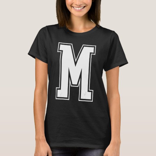T-shirt Lettre M Majuscule Alphabet Initial Chevron Mon (Devant)