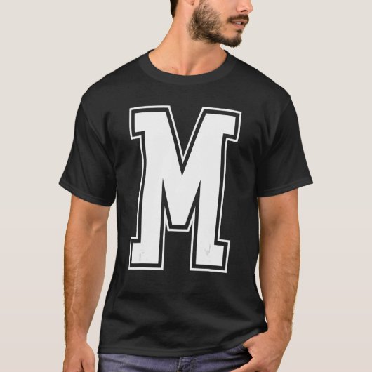 T-shirt Lettre M Majuscule Alphabet Initial Chevron Mon (Devant)