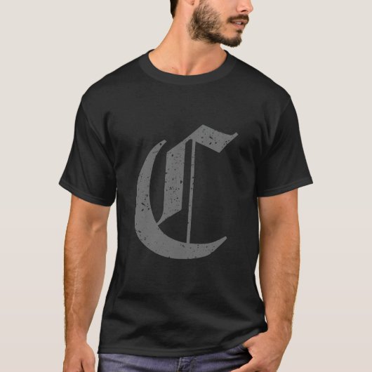 T-shirt LETTRE MAJUSCULE Calligraphique C GRAUNGE (Devant)