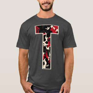 T-shirt Lettre majuscule initiale T Camo Alphabet Cadeaux