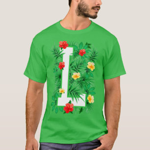 T-shirt Lettre majuscule L Alphabet Monogramme Fleur initi