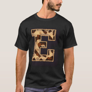 T-shirt Lettre mignonne E initiale nom léopard guépard ani