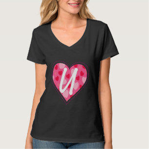 T-shirt Lettre Monogramme initiale U Motif cardiaque pour