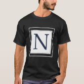 T-shirt Lettre monogramme N Alphabet N Marine initiale Ble (Devant)