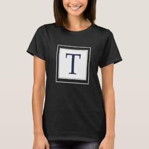 T-shirt LETTRE MONOGRAPHIQUE Alphabet Initial Marine Bleu