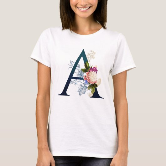 T-shirt LETTRE MONOGRAPHIQUE Florale A (Devant)