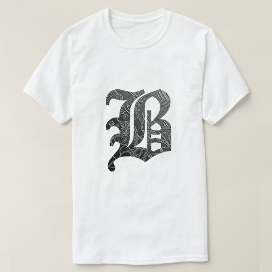 T-shirt Lettre noire "B" à style gothique (Design devant)