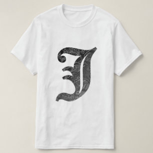 T-shirt Lettre noire "J" à style gothique