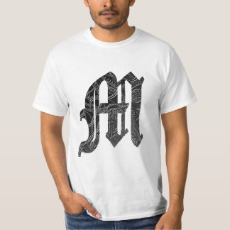 T-shirt Lettre noire "M" dans le style gothique