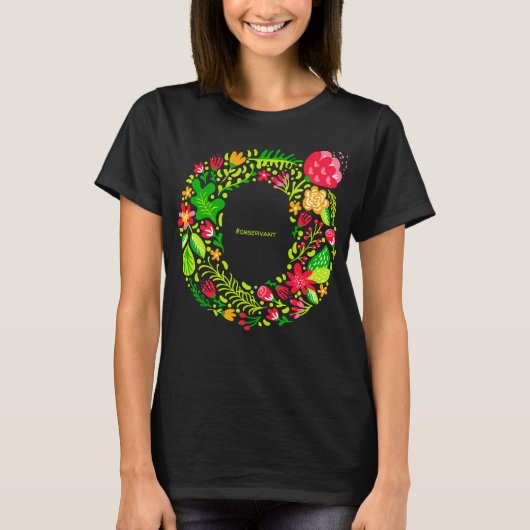 T-shirt lettre O en fleurs (Devant)